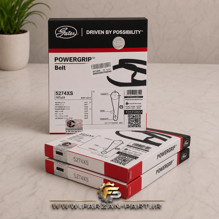 تسمه تایم ۱۰۷ دندانه (پراید-تیبا-ساینا-کوئیک-شاهین-اطلس) Gates PowerGrip با لیبل اصالت GAPCO
