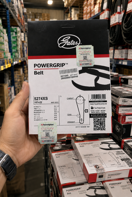تسمه تایم ۱۰۷ دندانه (پراید-تیبا-ساینا-کوئیک-شاهین-اطلس) Gates PowerGrip با لیبل اصالت هرینگتون
